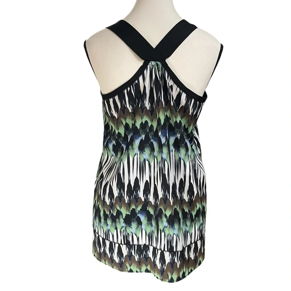 Express Abstract Print Racerback Tank Top Green Black White XS‎